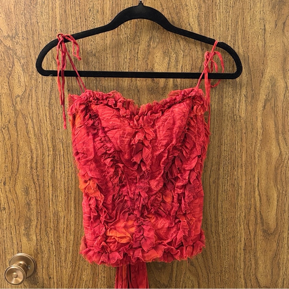 Luxury Ruffled Silk Corset Top